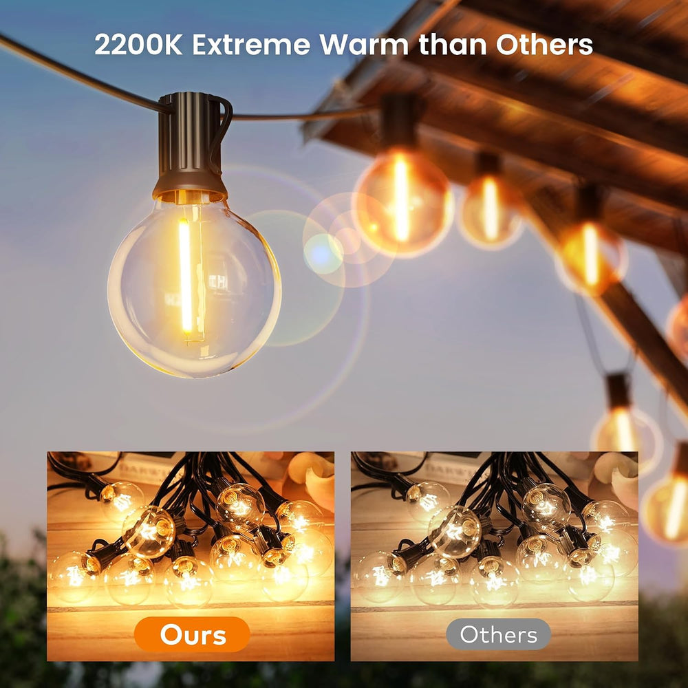 OHLUX Outdoor String Lights,110FT Dimmable Patio Lights with 52 Shatterproof ...