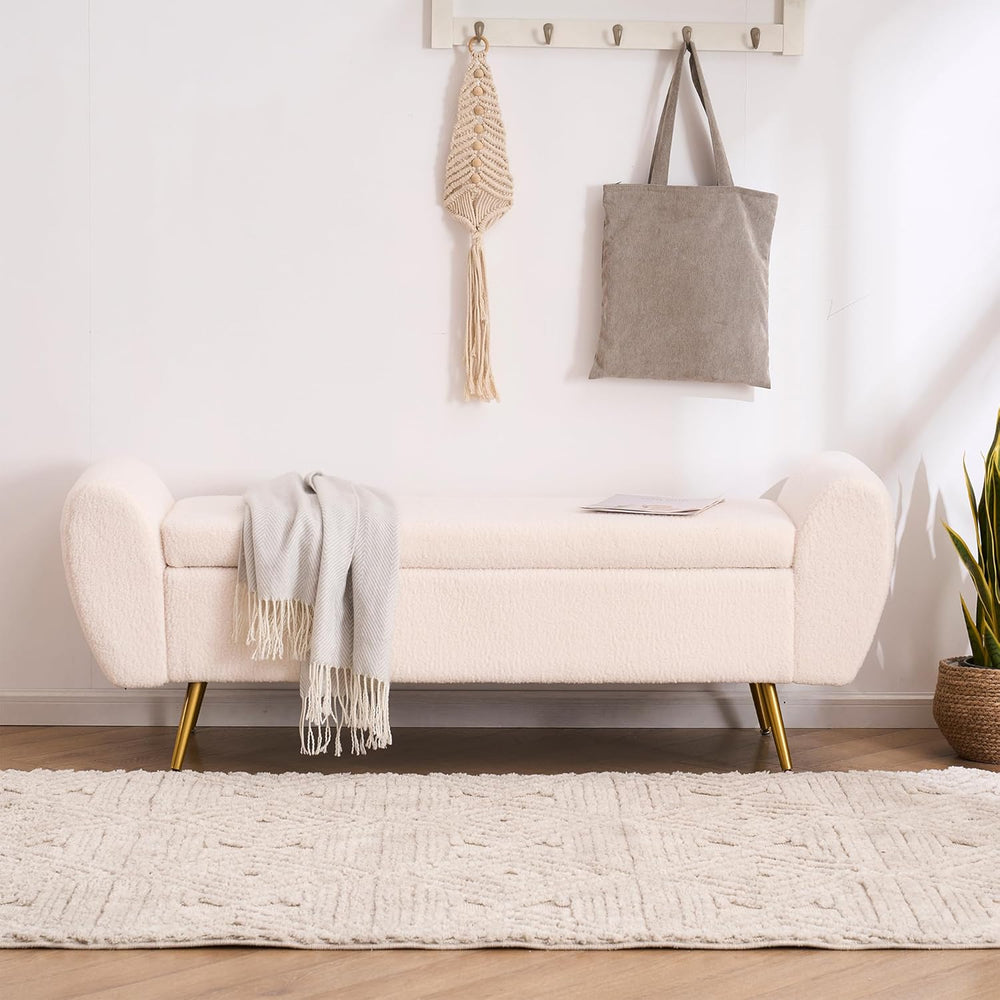 Storage Bench for Bedroom, 55" Extra Long Bench for King Size Bed, Moder...
