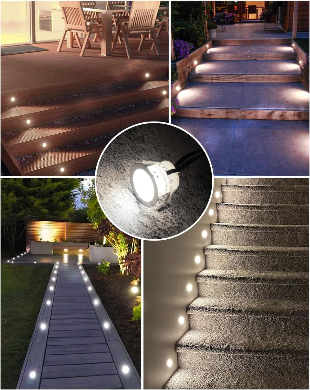 HIBOITEC Recessed LED Deck Light Kits, 12V Low Voltage Landscape Lighting, IP...