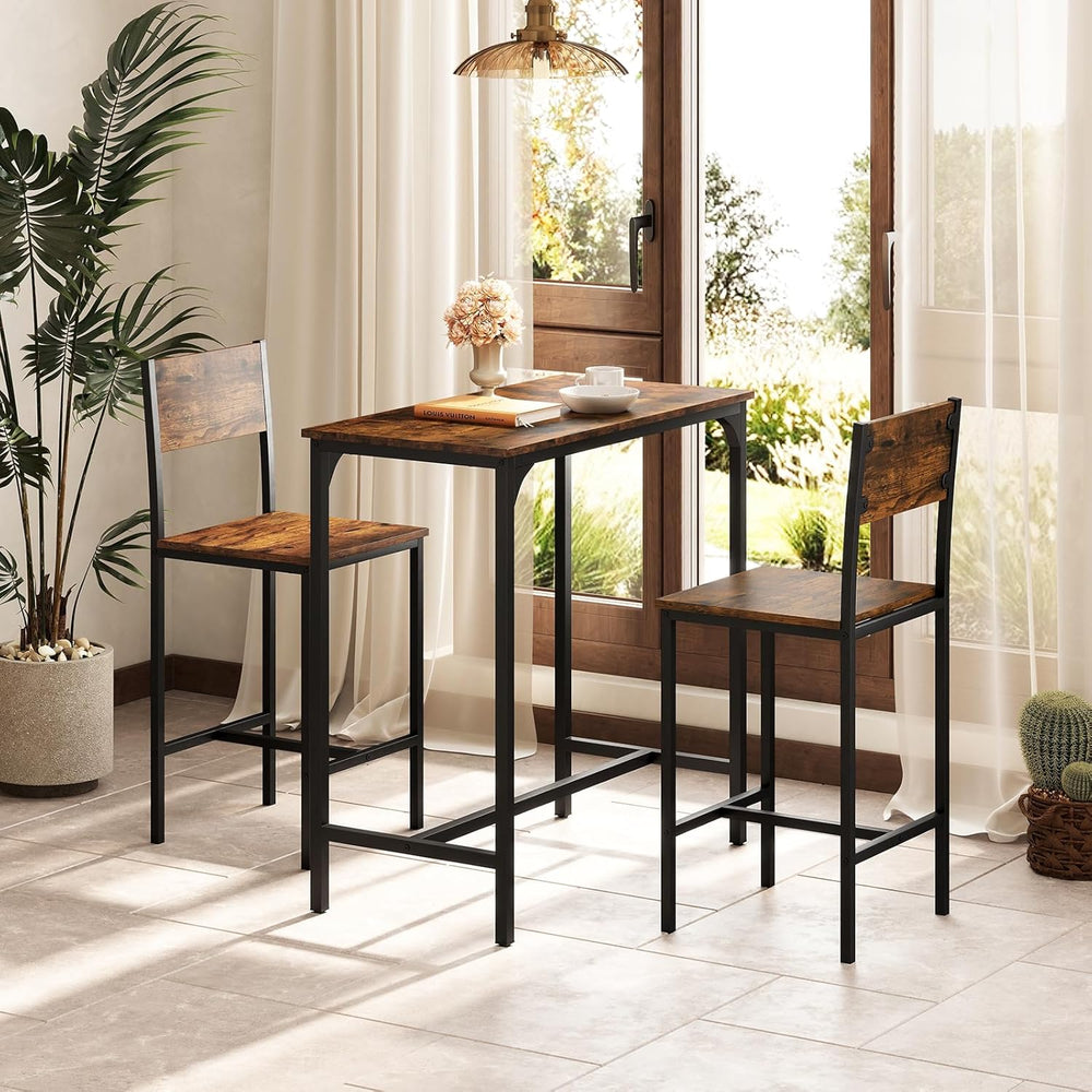 GIANTEX 3-Piece Bar Table and Chair Set with 2 Counter Height Bar Stools, Bre...