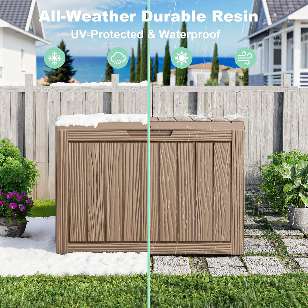 50 GallonOutdoor Storage Box,Resin Deck Boxes Waterproof, IndoorOutdoor Bin f...
