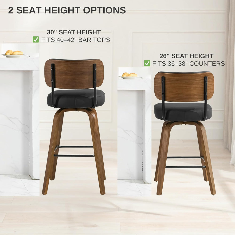 Swivel Bar Stools Set of 3, 30" Bar Height, Black