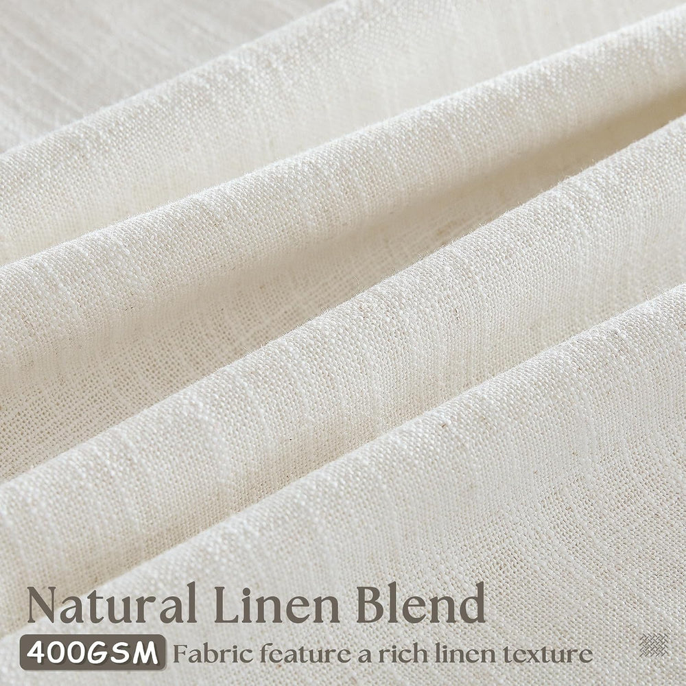 TWODRAPES Natural Pinch Pleated Linen Curtains 96 Inches Long Living Room