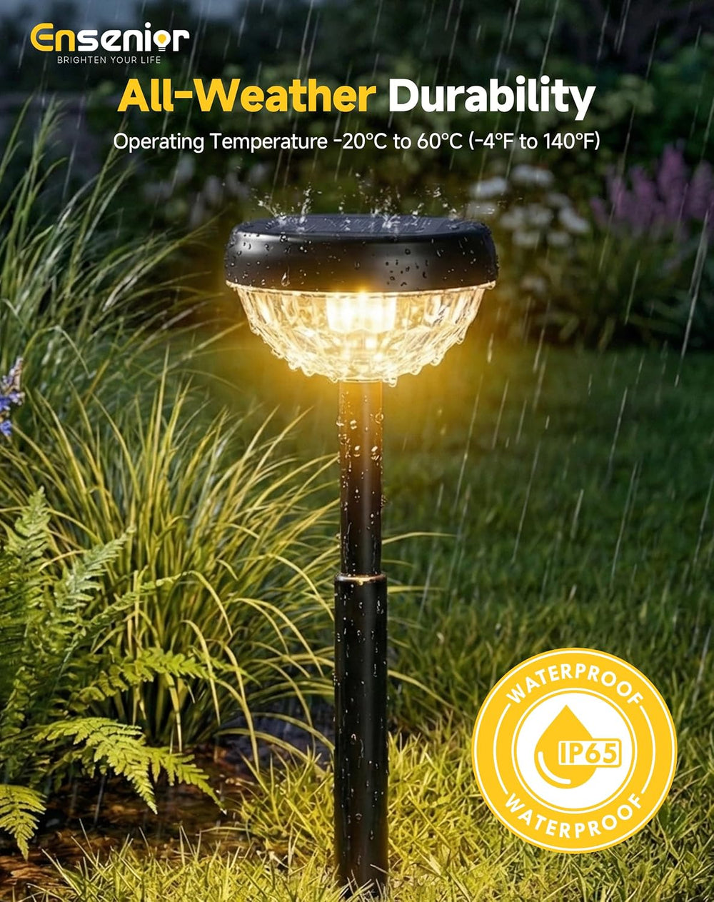 Ensenior Solar Lights Outdoor 8 Pack, Solar Pathway Lights Warm White