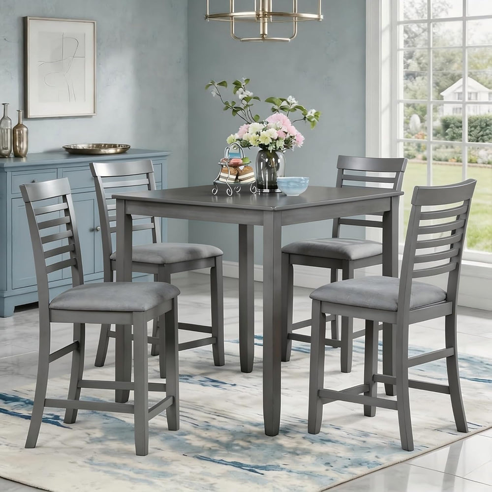 LUMISOL 5-Piece Dining Table Set for 4, Farmhouse Counter Height Kitchen Dini...