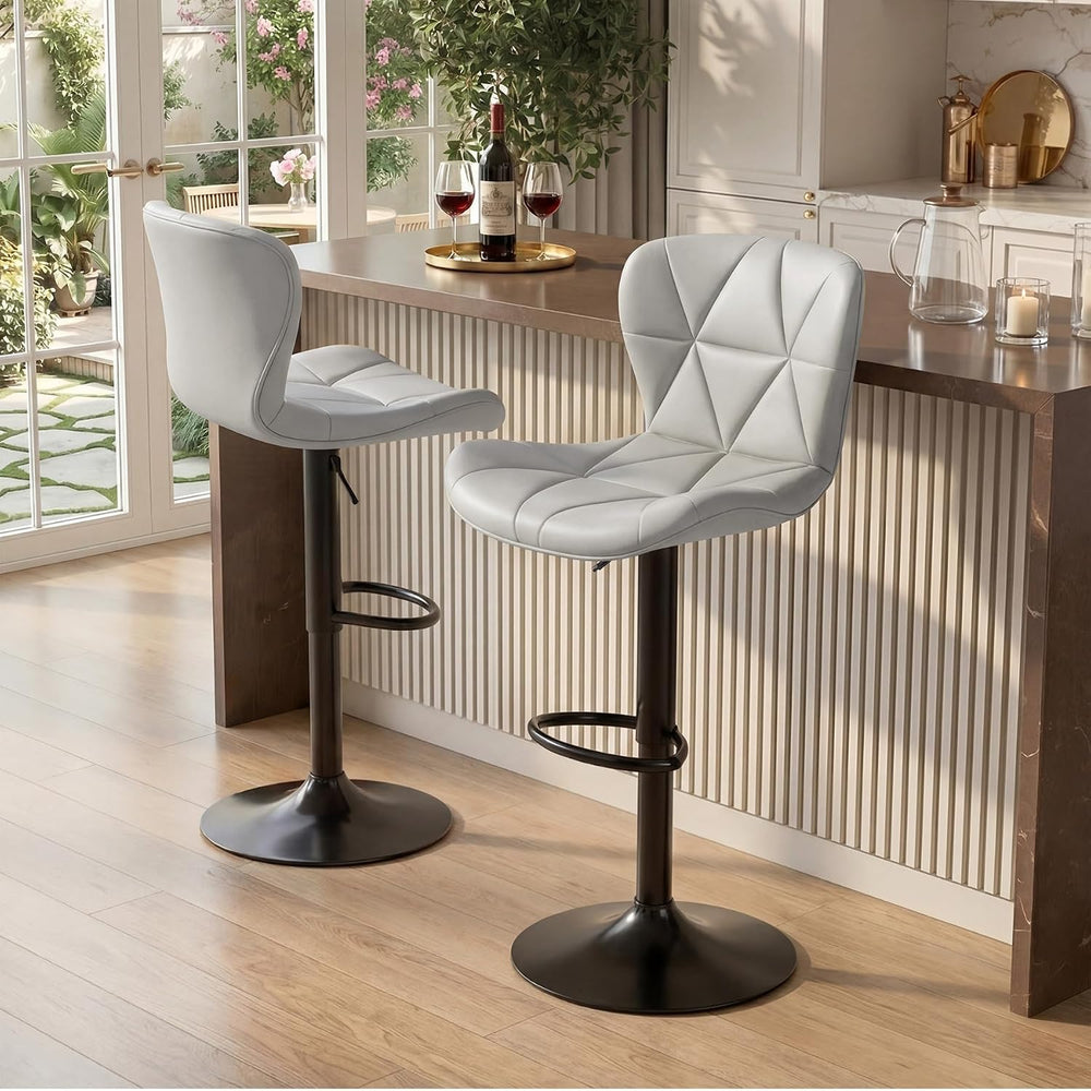 Nebuaegis Bar Stools Set of 2, Modern Faux Leather Adjustable Swivel Barstool...