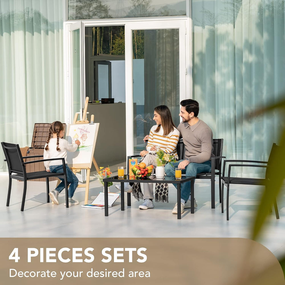 Devoko Outdoor Furniture Set 4 Piece Patio Conversation Sets Porch Furniture ...