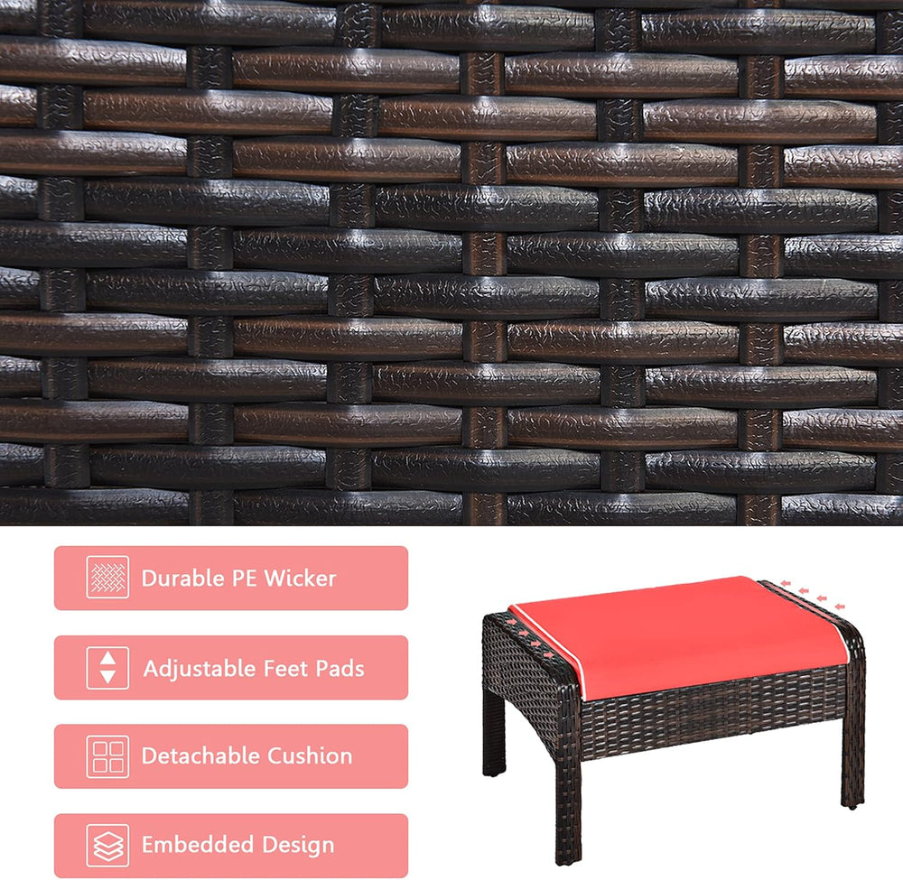 DORTALA 5 Pieces Patio Furniture Set, Outdoor Rattan Conversation Set with Cu...