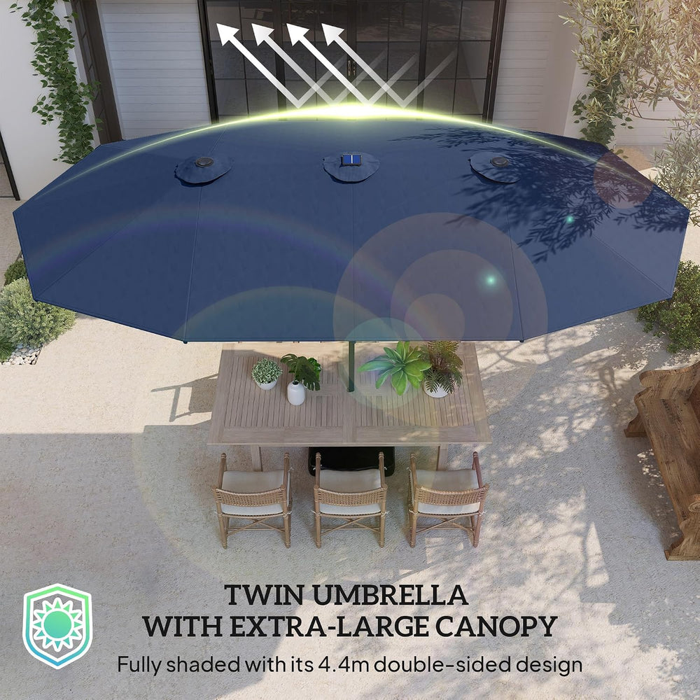 Outsunny 14.4ft Large Patio Umbrella with 36 Solar LED Lights
