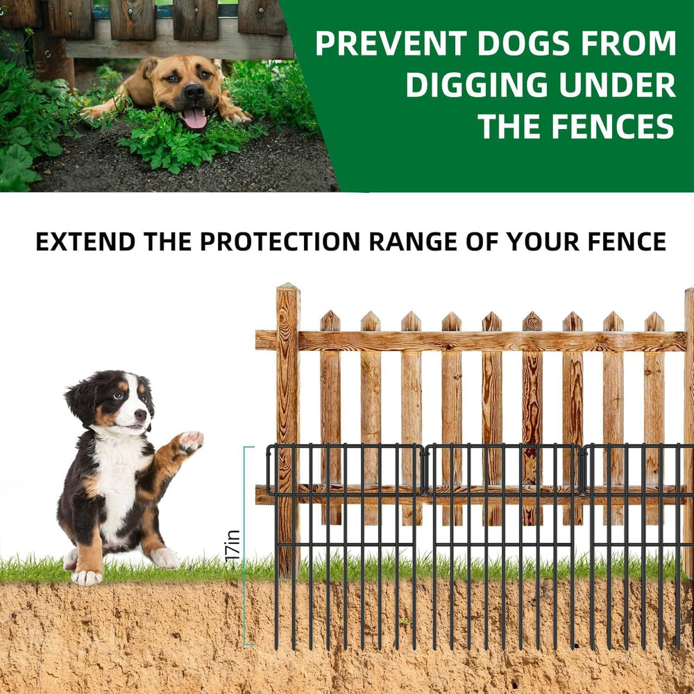 10 Panels Garden Fencing Animal Barrier, 17in (H) X 10.8ft (L) No Dig Dog Fen...