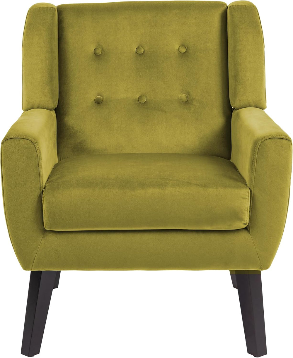 Velvet Accent Chairs Set of 2, Modern Upholstered Armchair, Green