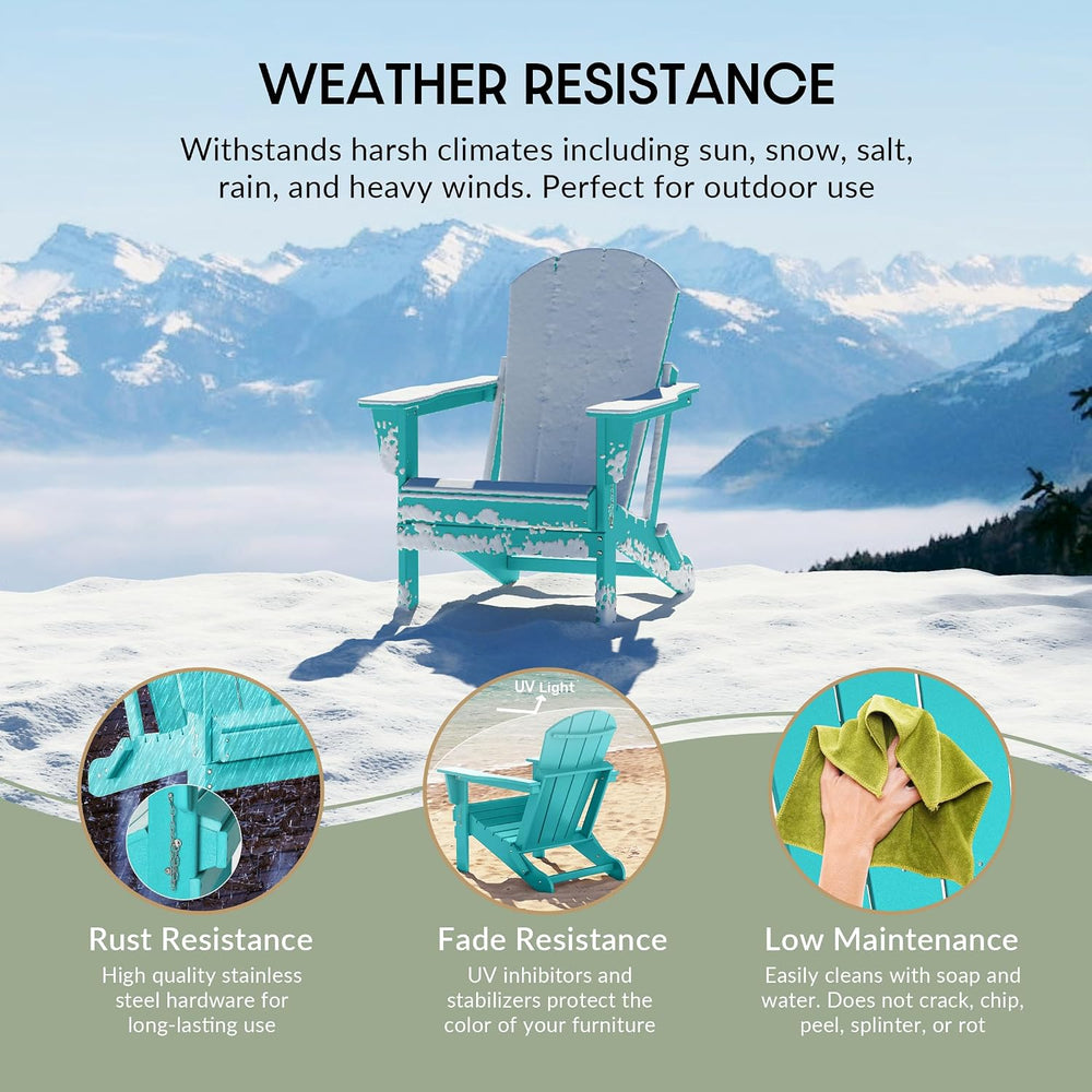 WestinTrends Malibu Outdoor HDPE Folding Adirondack Chair, Pacific Blue