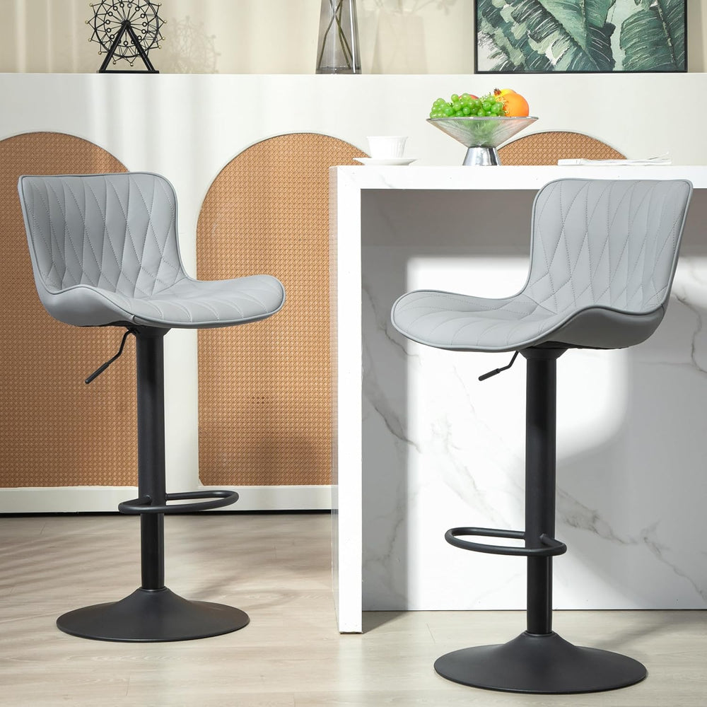 Finnhomy Bar Stools Set of 2, Modern 360° Swivel Faux Leather Bar Stools, 24&...