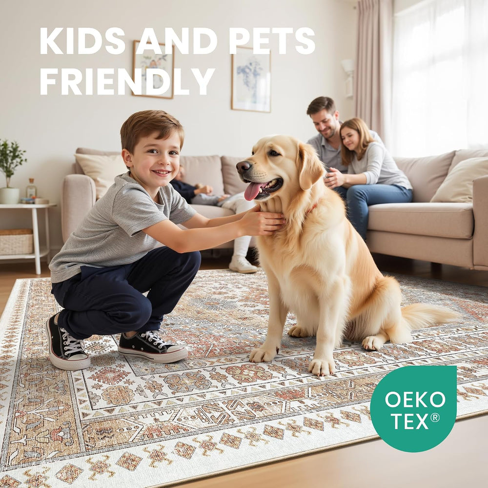 zesthome 8x10 Area Rugs for Living Room,Large Washable Rug,Orange