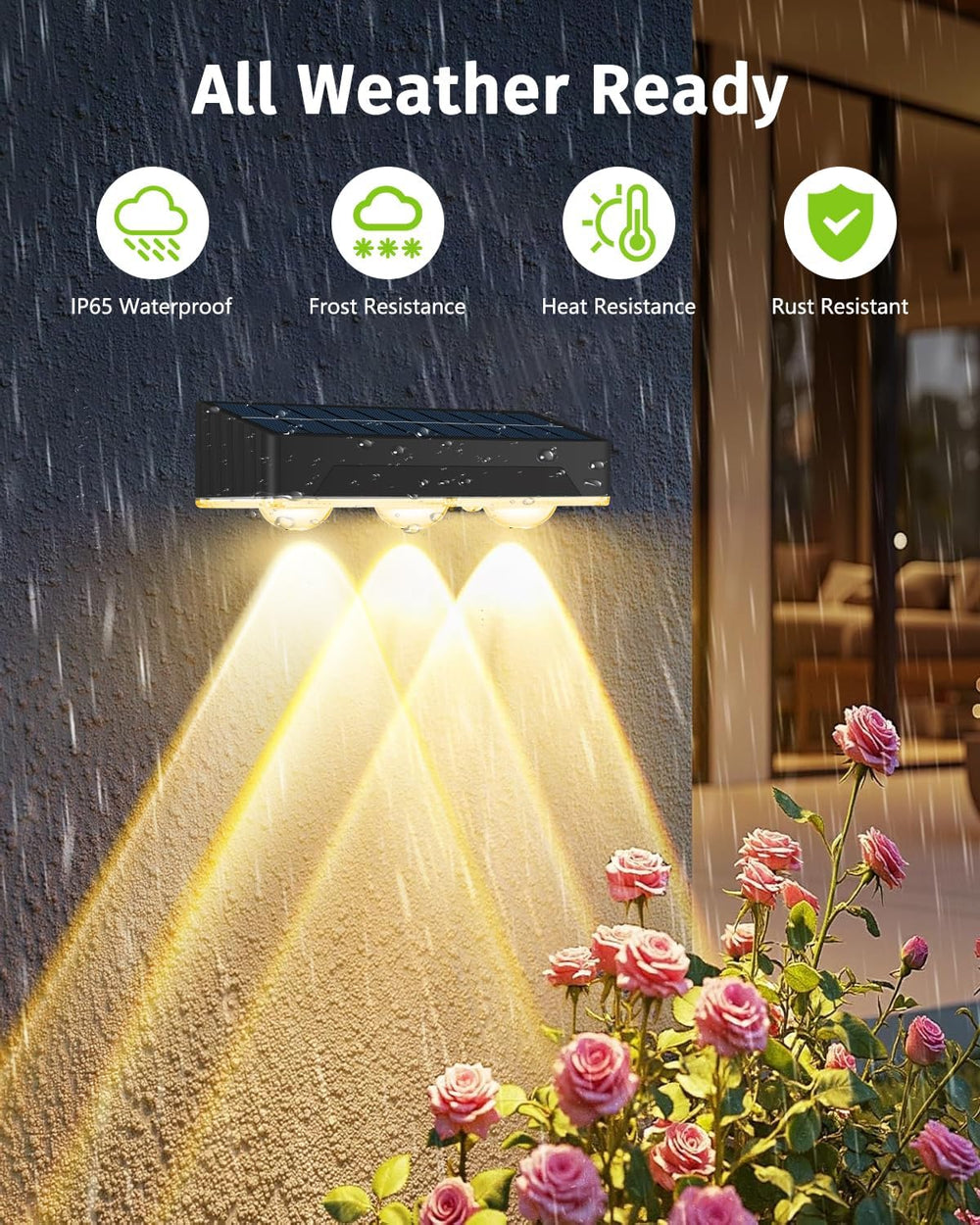 Solar Fence Lights Outdoor 8 Pack Waterproof Upgraded Brightness 3 LED Lens S...