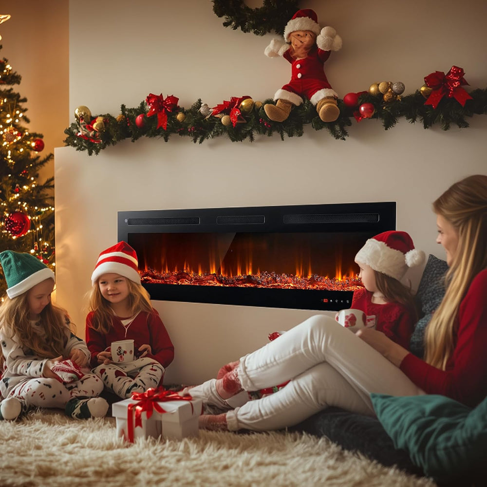 oneinmil Electric Fireplace, 50 inch Wide Recessed/Wall Mounted Electric Fire...