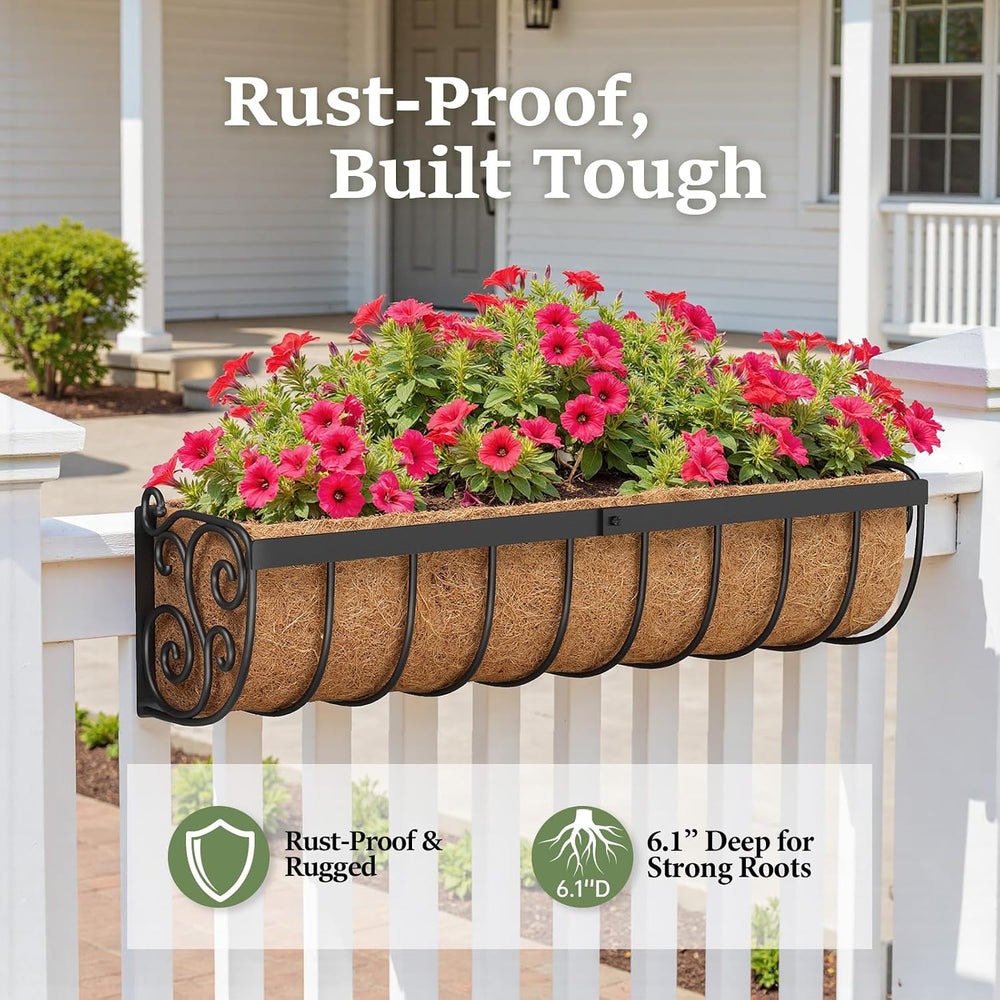 VOXOR Railing Planter Boxes, 24 Inch Window Boxes Planters, Balcony Planters ...
