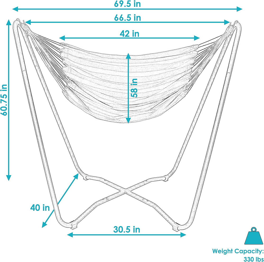 Sunnydaze Hanging Hammock Chair with Stand, Beach Oasis