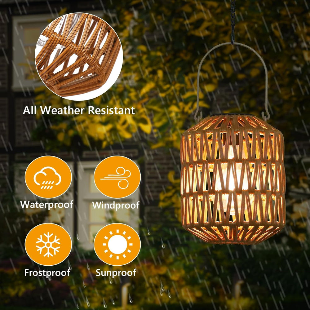 Eyassi Rattan Solar Lights, 4 Pack Solar Lanterns Outdoor Waterproof, Outdoor...
