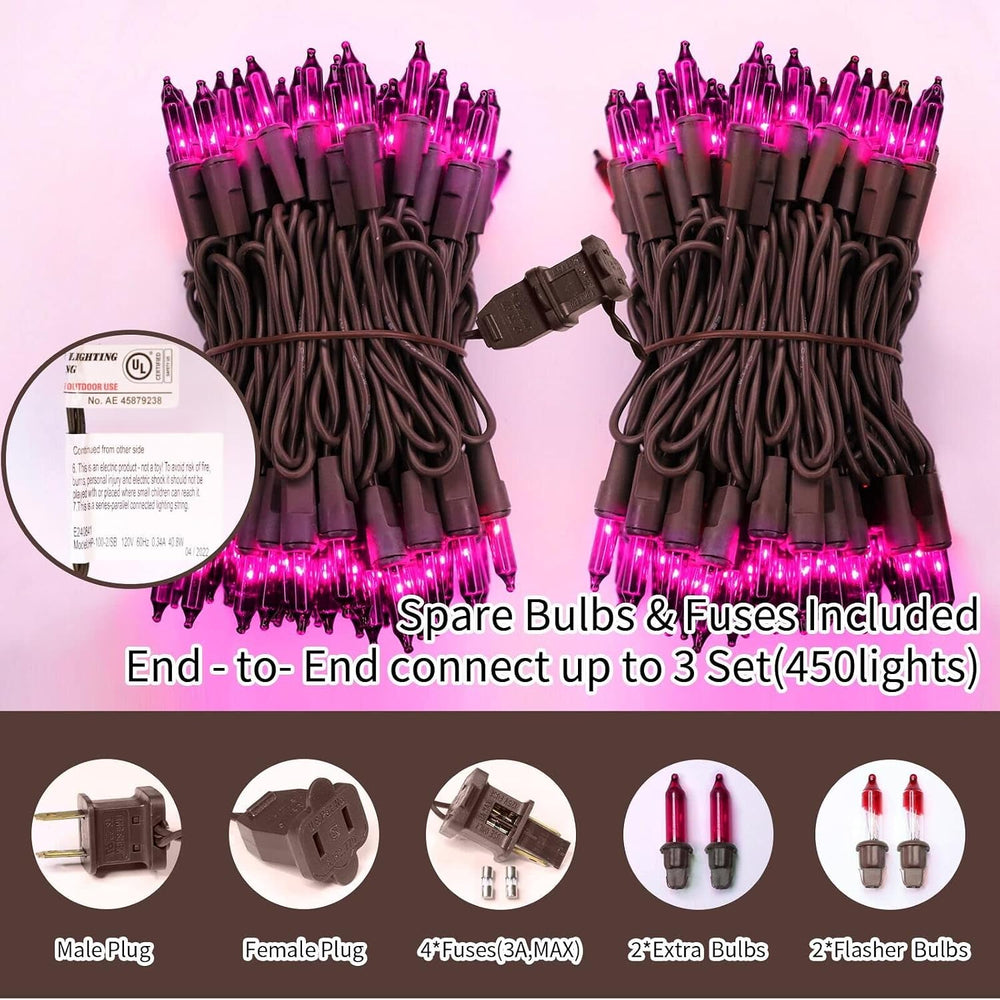 LAMPHOME Purple Halloween Lights, 300 Mini Fairy Lights 63.8ft(2pk of 150L) H...
