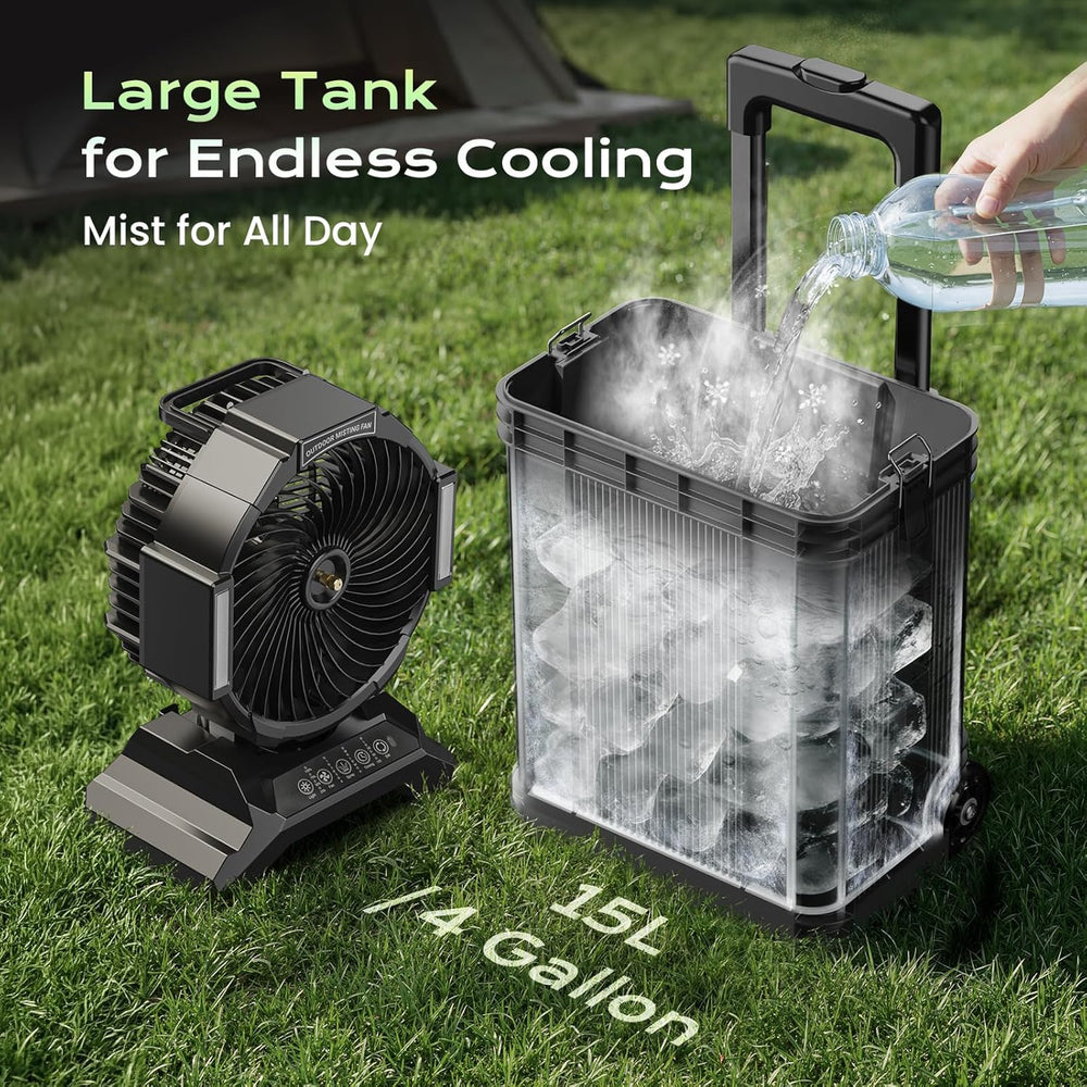 4 Gal Large Misting Bucket Fan Portable, Rechargeable Mister Fan with Retract...