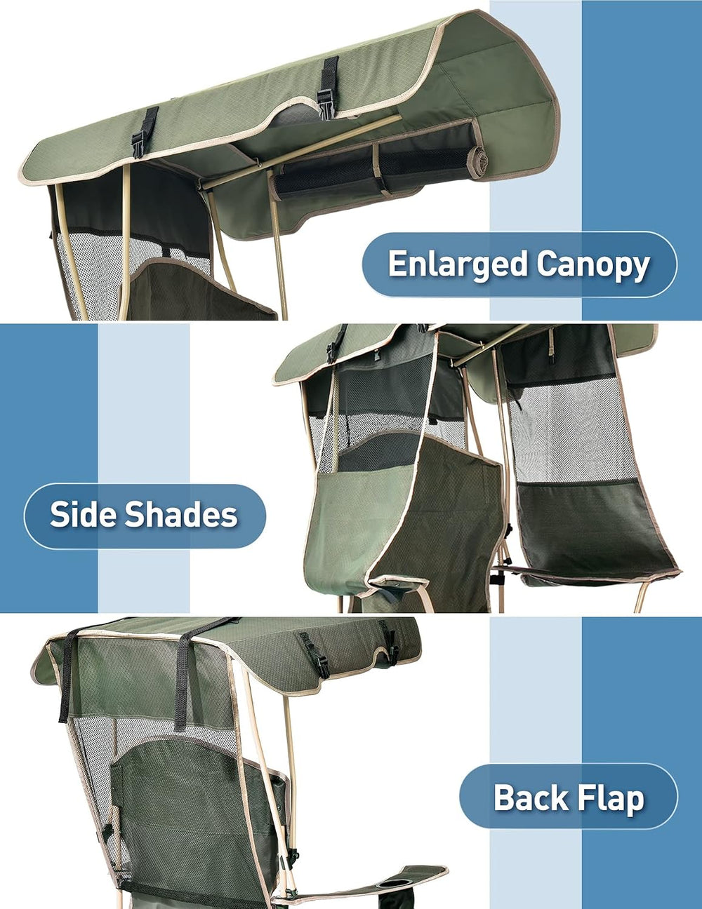 Docusvect Camping Chair with Canopy Shade - Canopy is the Backpack