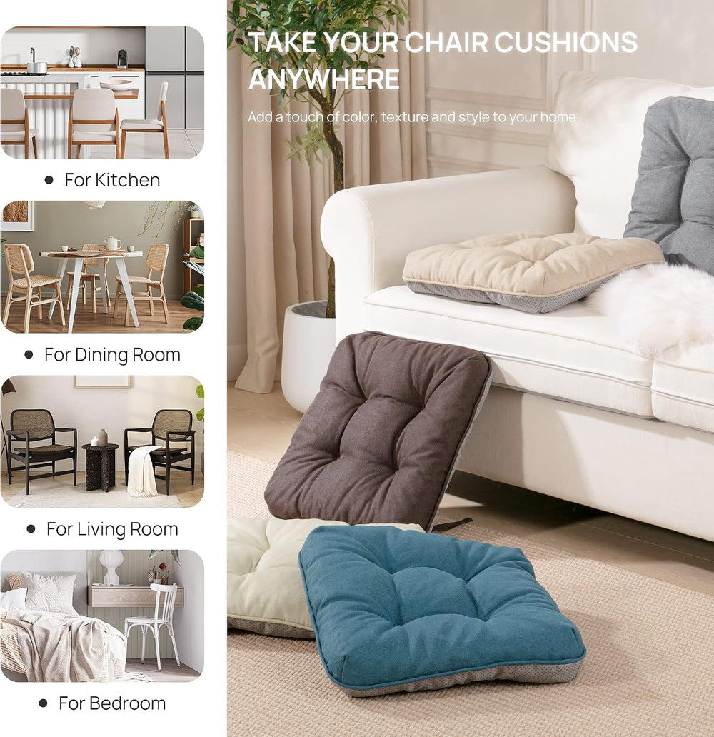 Love's cabin Memory Foam Chair Cushions Set of 4, 15.5 Inch, Grey