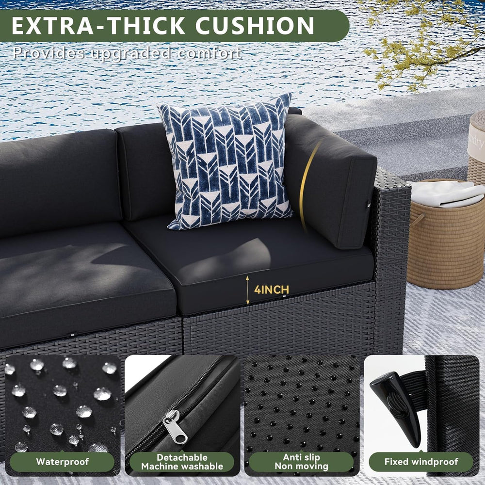 Aoxun 7 Piece Patio Furniture Set, Wicker Rattan Patio Sectional Sofa, Outdoo...