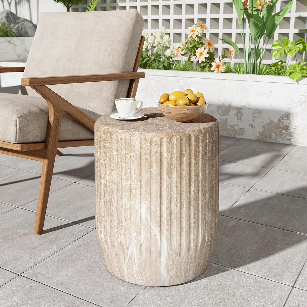 Christopher Knight Home Jayme Outdoor Cylinder Side Table, Lightweight Concre...