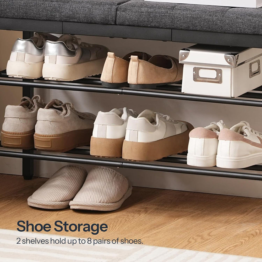 HOOBRO Shoe Bench, Storage Bench with Cushion, Entryway Bench Shoe Shelf with...