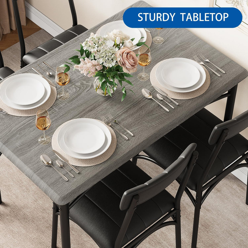 IDEALHOUSE Dining Table Set for 4, Kitchen Table and Chairs for 4 with Uphols...