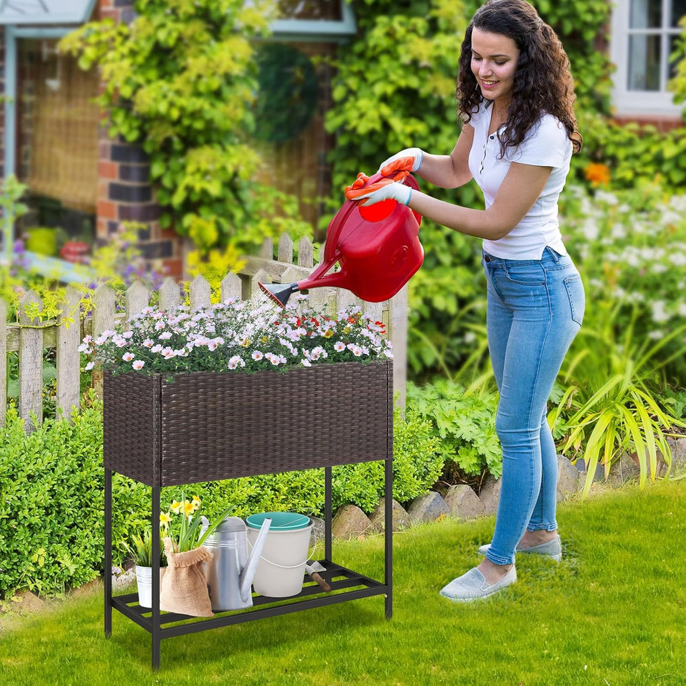 Giantex Raised Garden Bed with Legs, 28" x12" Rattan Elevated Plant...