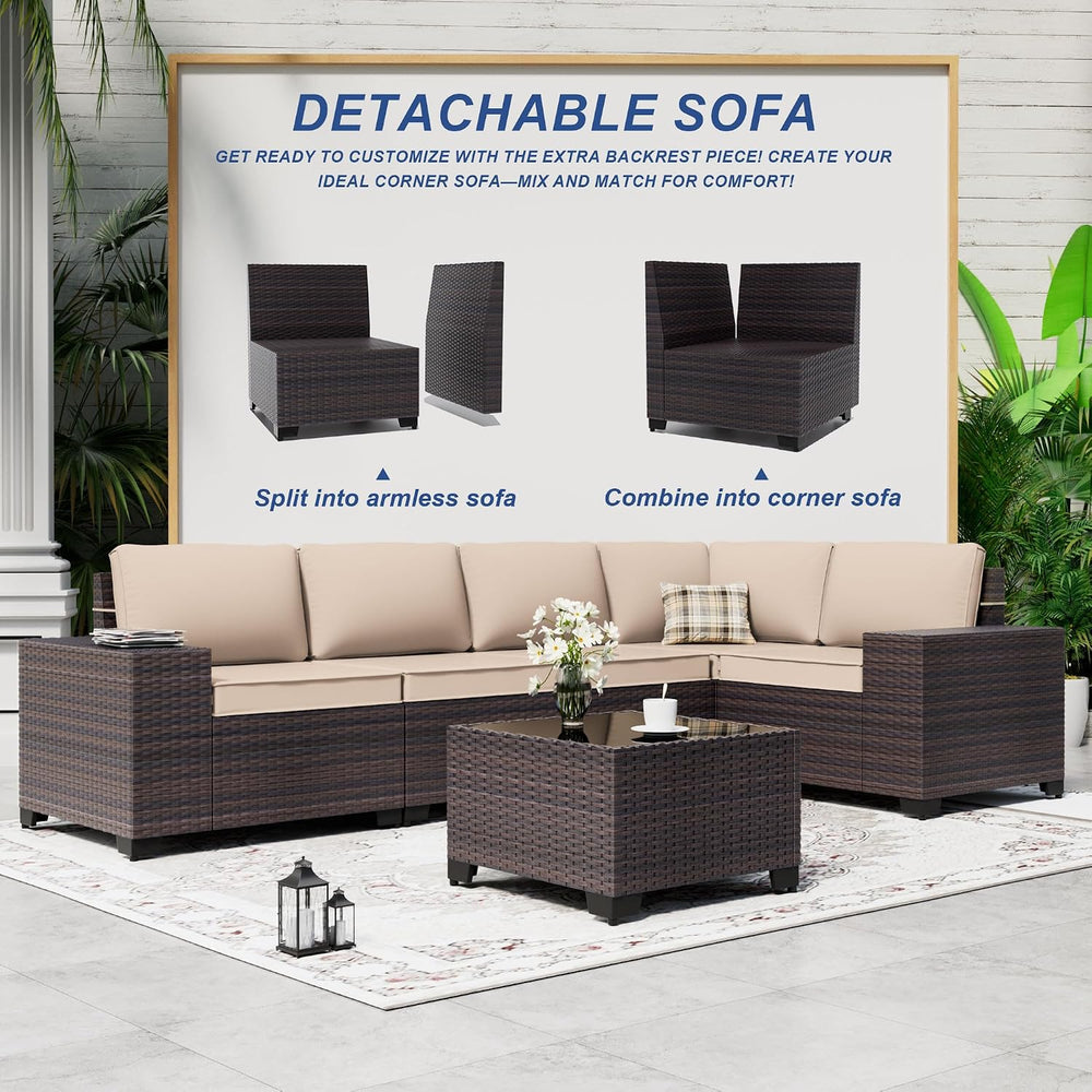 9 Pieces Patio Furniture Set with 2 Swivel Chairs Patio Furniture Outdoor Sec...