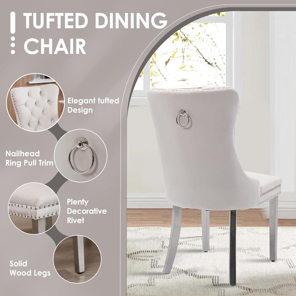 5 Piece Clear Round Glass Top Dining Set, 42'' Mid Century Modern Cir...