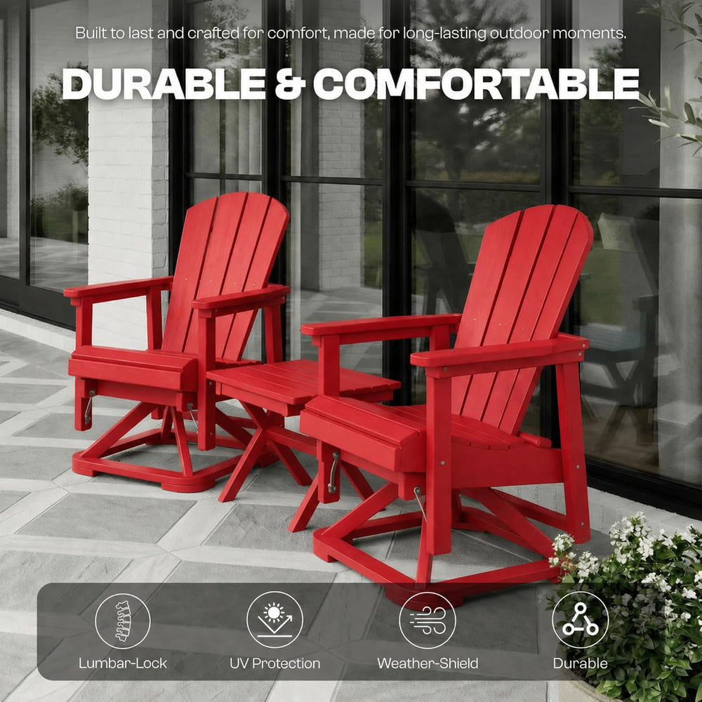 4-Piece Adirondack Swivel Glider Chair Set, Composite HDPE Outdoor Furniture ...