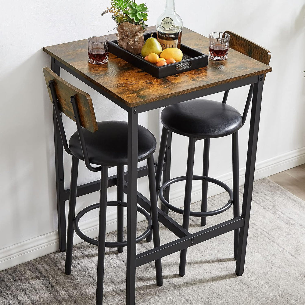 GNIXUU 3-Piece Small Bar Table and Chairs Set, Bar Set with Square Table and ...