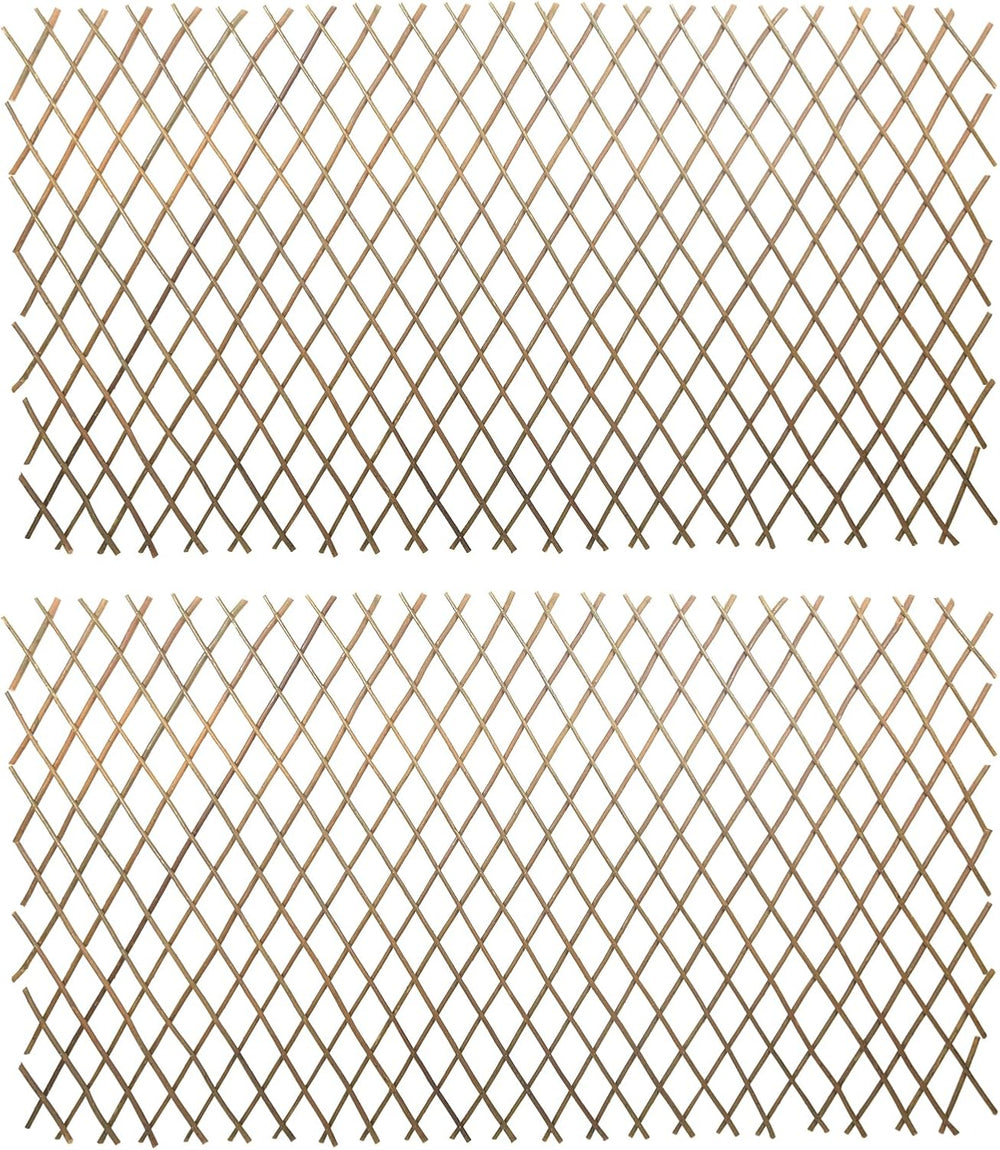 Natural Willow Lattice 2 Pack, Willow Expandable Fence 36x98 Inch, Reusable L...