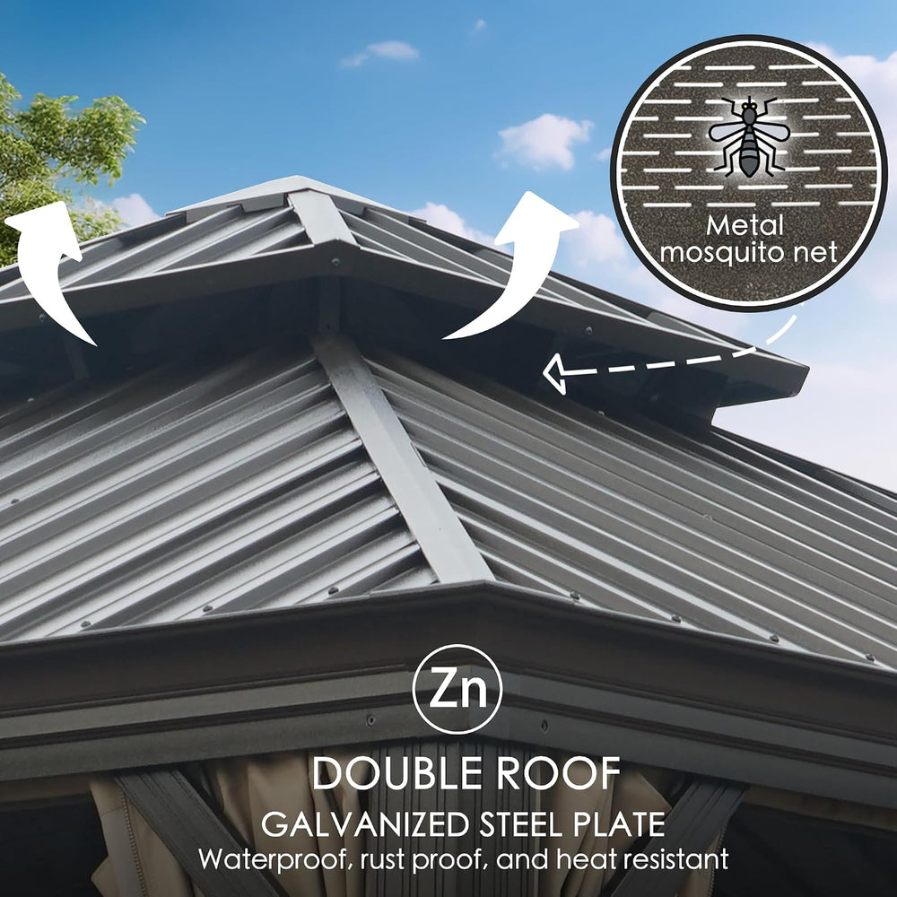 Kozyard Alexander 12' x 18' Hardtop Gazebo, Aluminum Frame