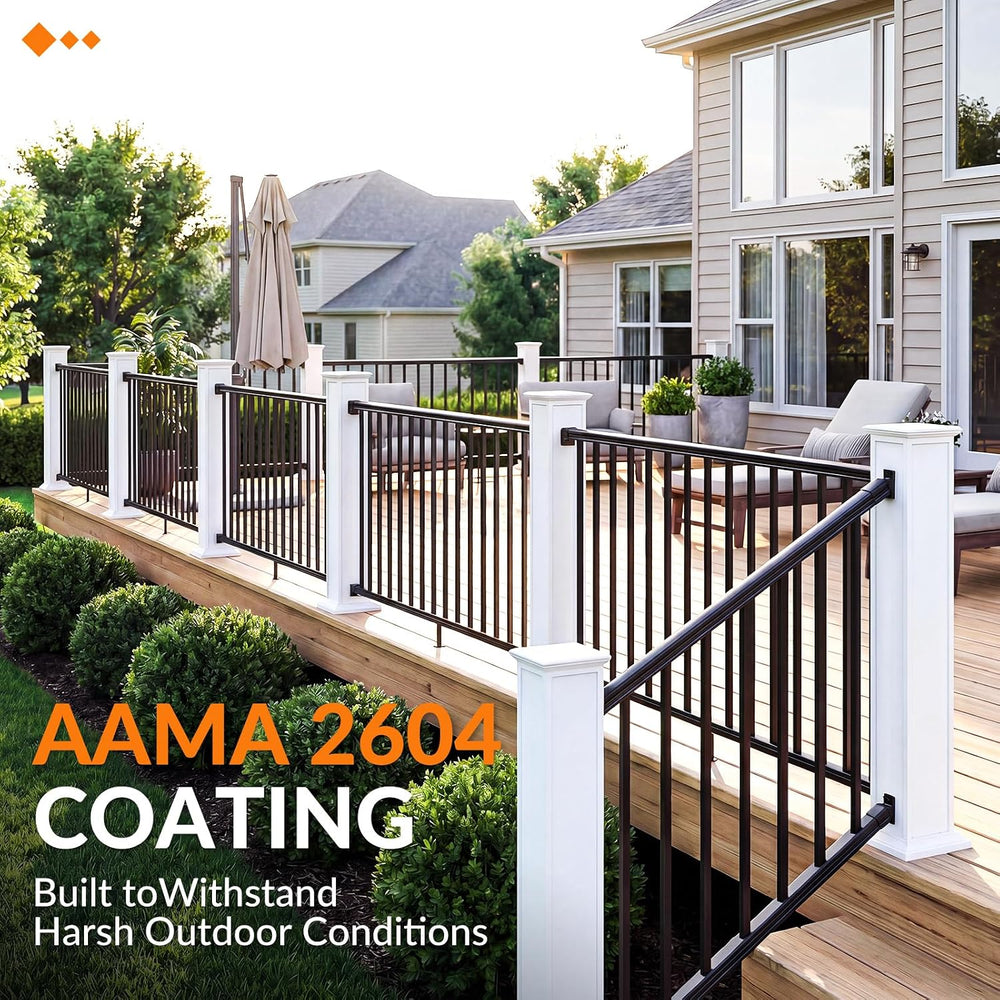 Egadis 1 Pack 36 in x 8 ft Aluminum Porch and Deck Railing Kit Without Post