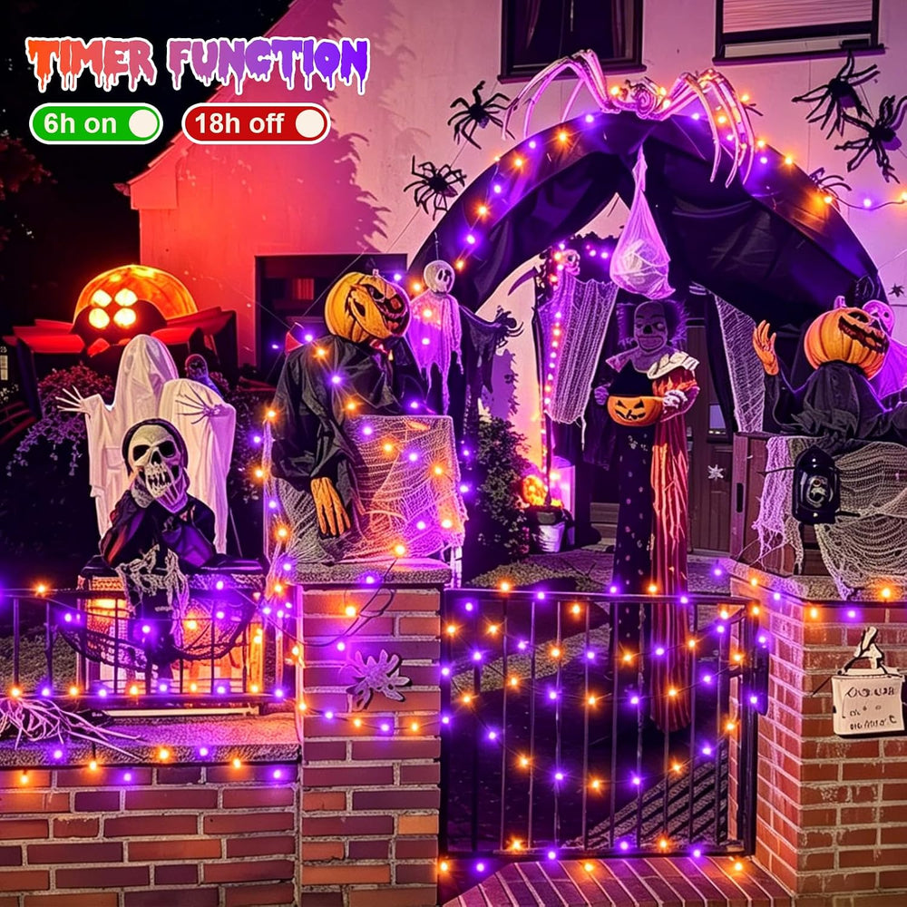 QITONG 165ft 500 LED Orange and Purple Halloween Lights Outdoor Waterproof, S...