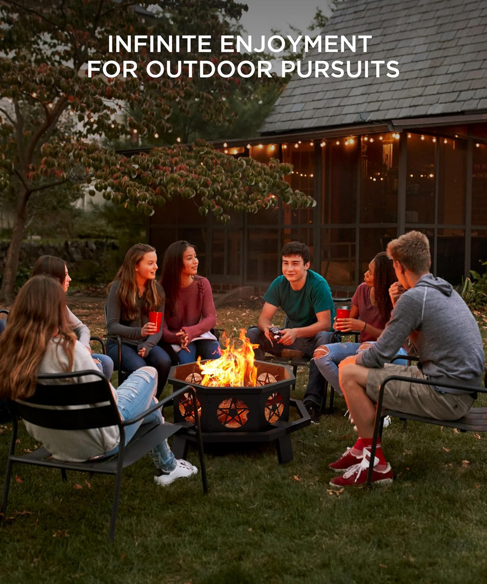 43 inch Fire Pit, Outdoor Fire Pits with Cooking Grill, Wood Burning Fire Pit...