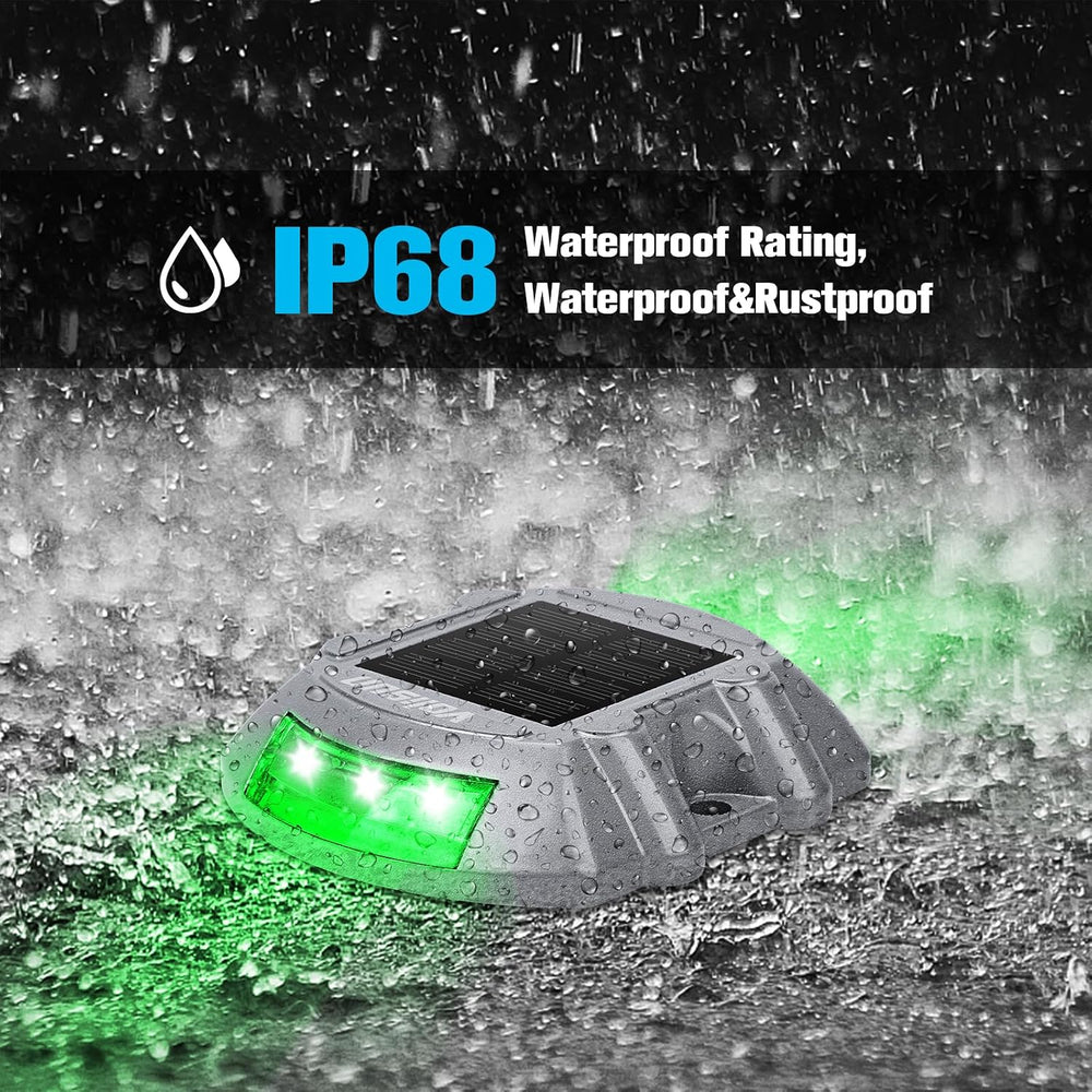 VOLISUN Solar Deck Driveway Dock Lights,Solar Pathway Lights,Green 4 Pack