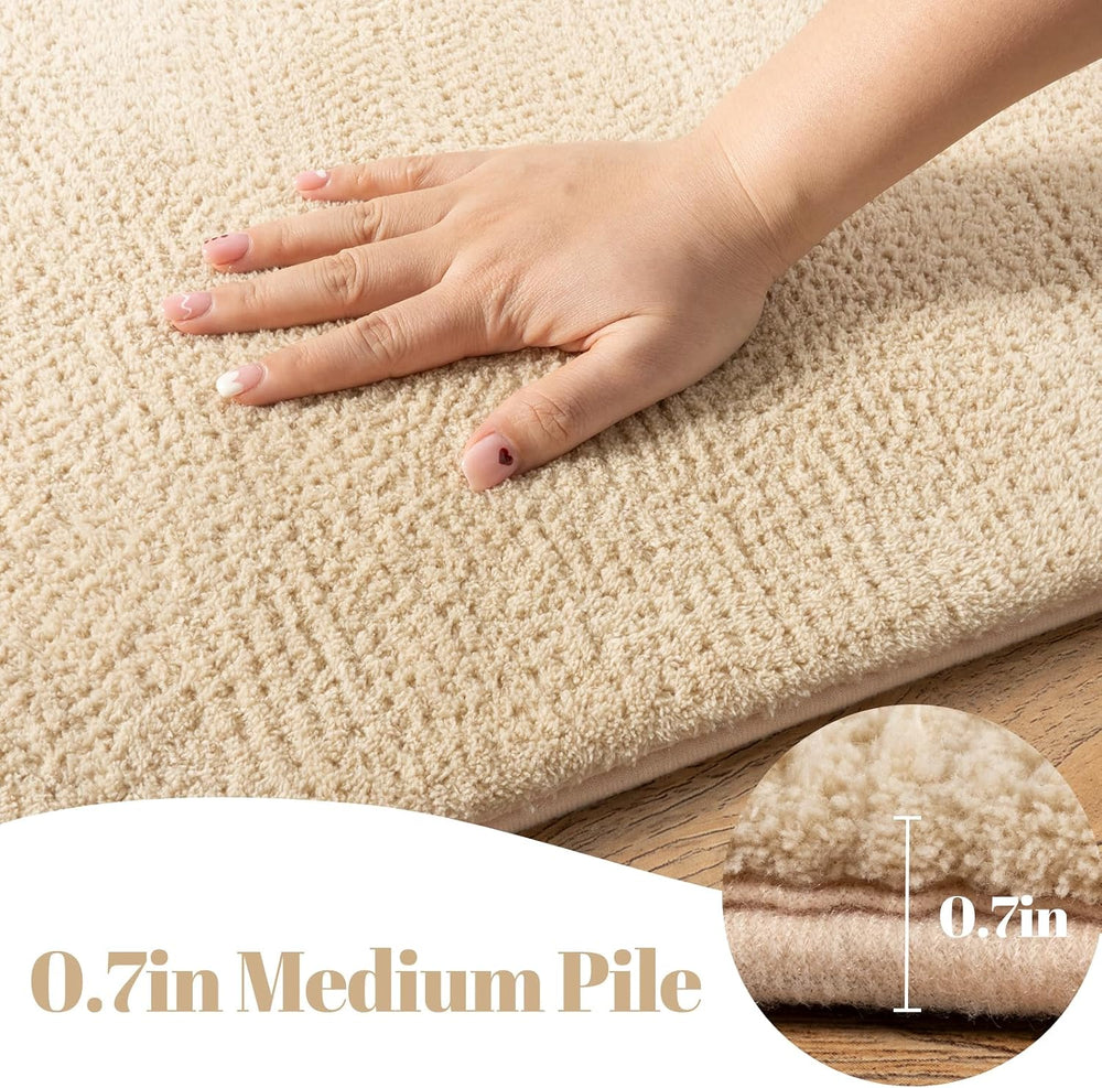 qulint Tan Hallway Rug 2x8, Modern Bedroom Runner Rug Non Slip Soft