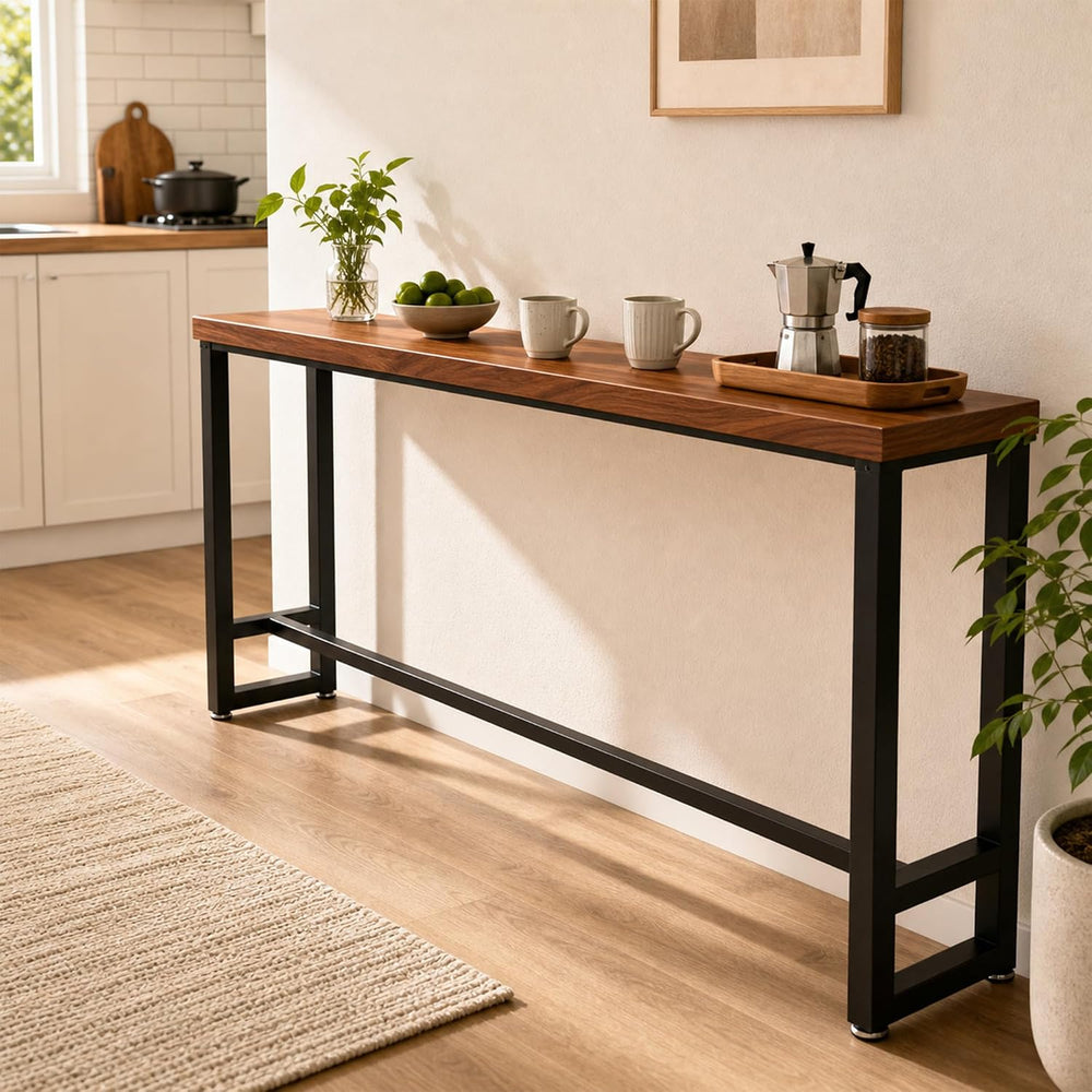 78.7" Solid Wood Bar Height Table, Long Narrow High Top Pub Table