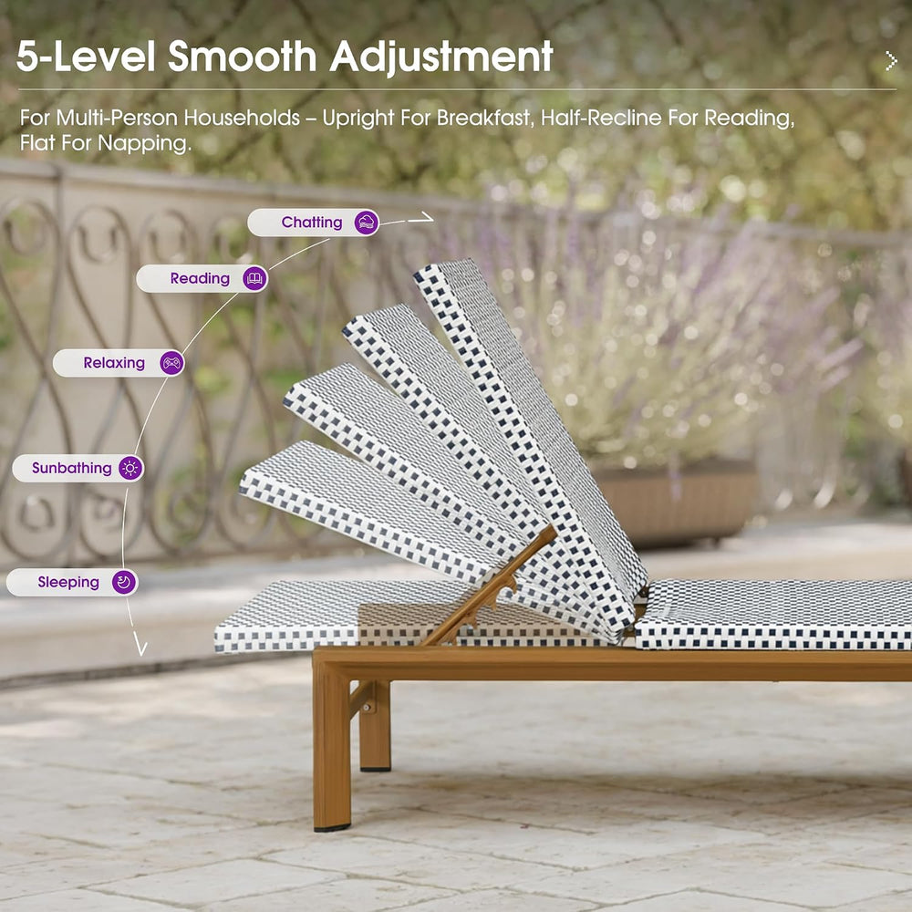 PURPLE LEAF Oversized Outdoor Lounge Chair French Set of 2, White Navy