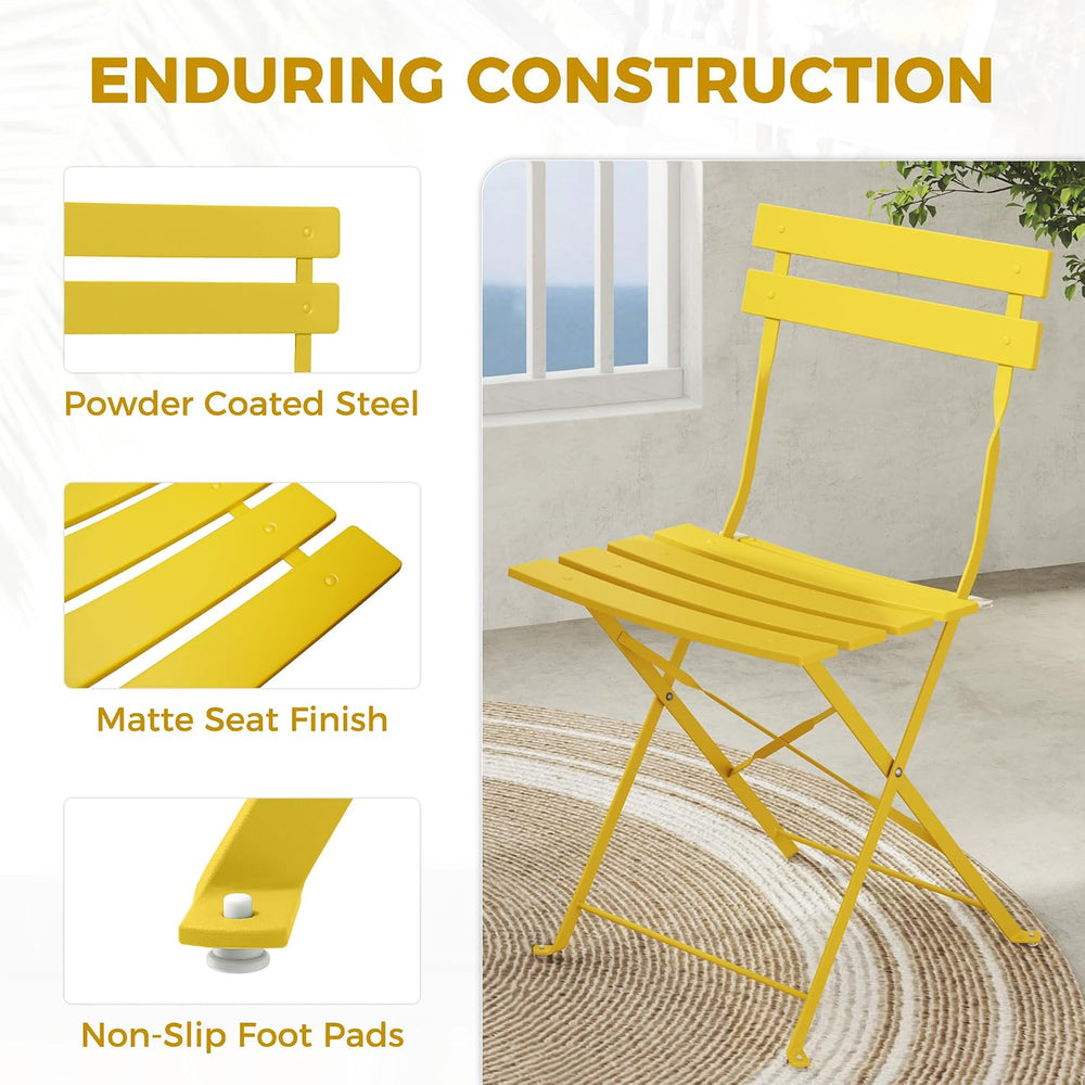 Grand patio 3-Piece Folding Patio Bistro Set Outdoor Porch Balcony, Yellow