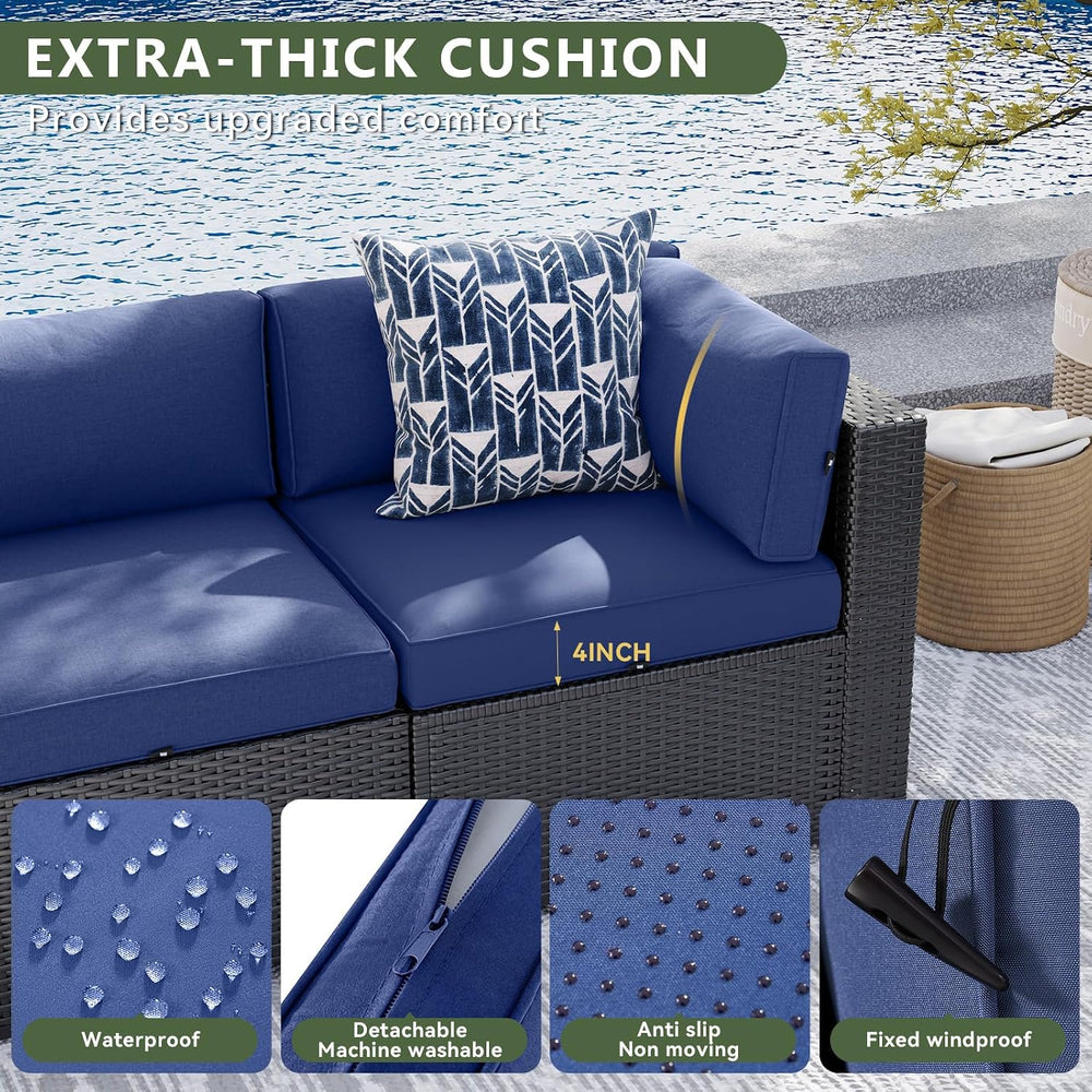 Aoxun 10 Piece Patio Furniture Set Wicker Rattan Patio Sectional Sofa Set Out...