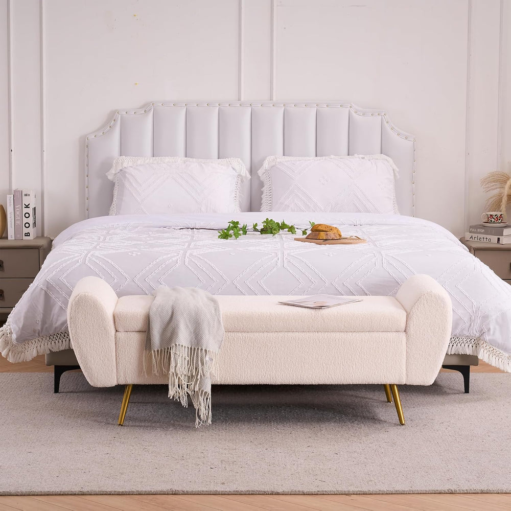 Storage Bench for Bedroom, 55" Extra Long Bench for King Size Bed, Moder...