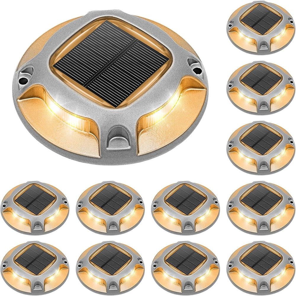 VOLISUN Solar Driveway Lights Dock Deck Lights 12 Pack,2 Colors in 1 Led IP67...
