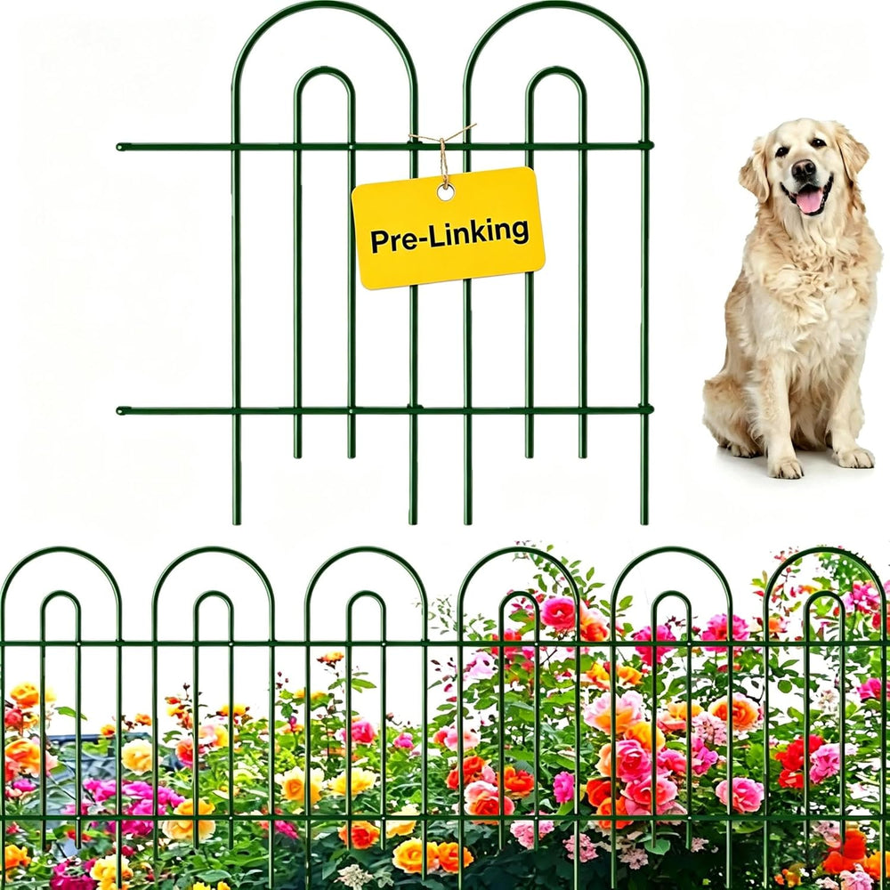 AMAGABELI 14 Panels 32in(H)×20ft(L) Decorative Garden Fence No Dig Rustproof ...